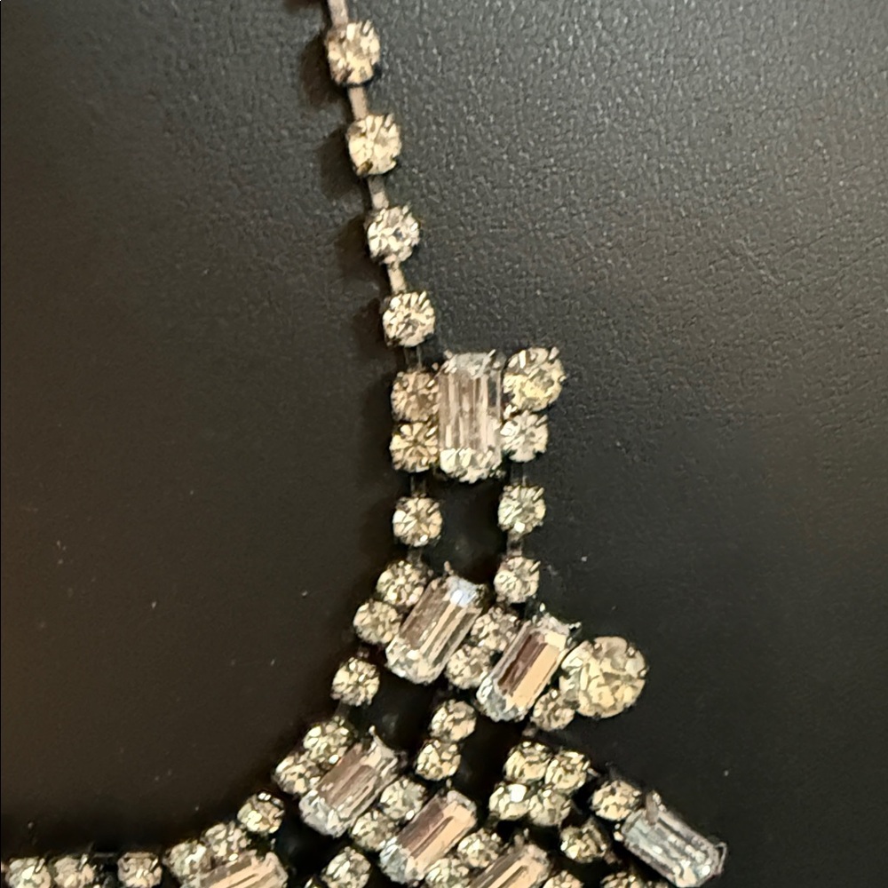 Epic Black Silvertone Rhinestone Statement Round … - image 5